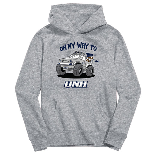 University of New Hampshire Wildcats UNH On My Way Monster Truck Heather Grey Cotton Youth Hoodie