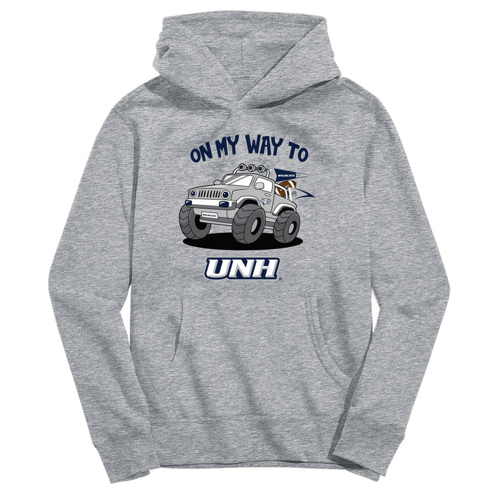 University of New Hampshire Wildcats UNH On My Way Monster Truck Heather Grey Cotton Youth Hoodie