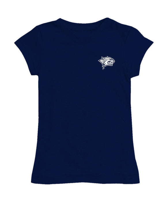 New Hampshire Wildcats UNH Hand Sketched Vive La Fete Impressions Artwork Navy Girls Cotton Short Sleeve Tee