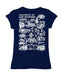 New Hampshire Wildcats UNH Hand Sketched Vive La Fete Impressions Artwork Navy Girls Cotton Short Sleeve Tee - Vive La Fête - Online Apparel Store