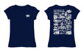 New Hampshire Wildcats UNH Hand Sketched Vive La Fete Impressions Artwork Navy Girls Cotton Short Sleeve Tee - Vive La Fête - Online Apparel Store
