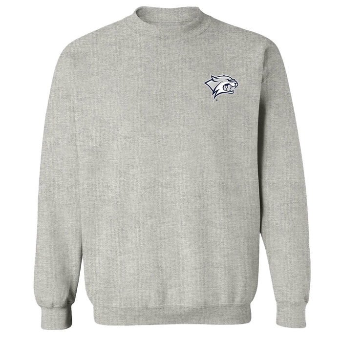 New Hampshire Wildcats UNH Hand Sketched Vive La Fete Impressions Artwork Gray Crew Neck Sweatshirt for Women