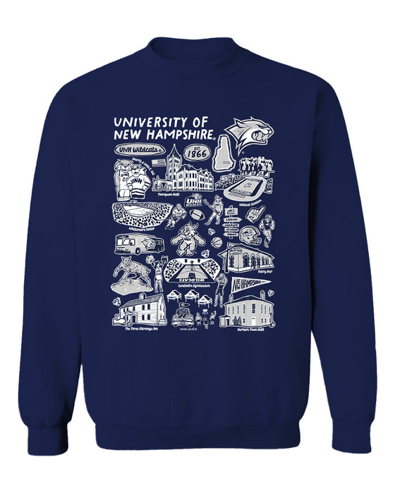 New Hampshire Wildcats UNH Vive La Fete Impressions Navy Cotton Crewneck Sweatshirt for Women