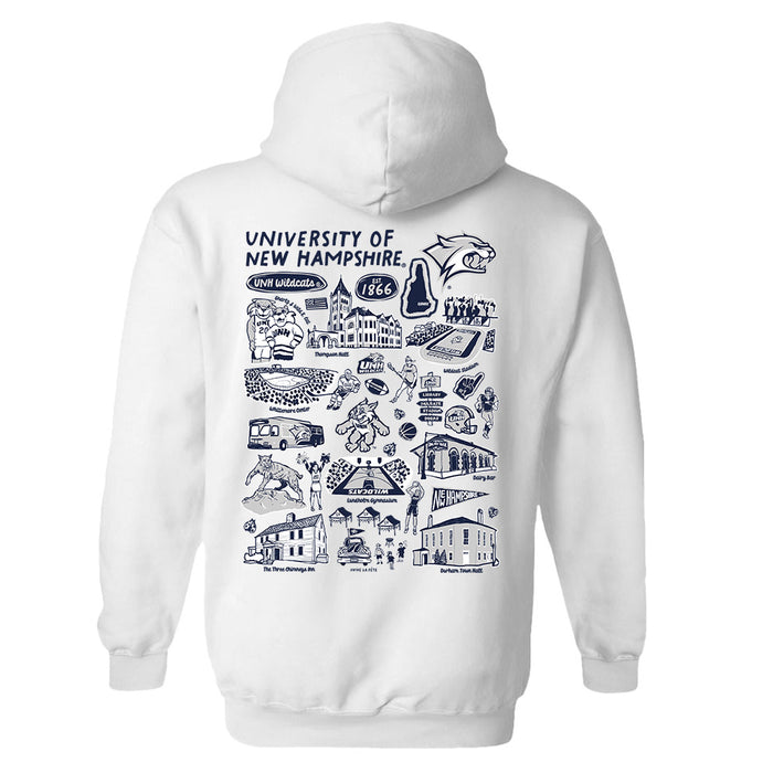 New Hampshire Wildcats UNH Hand Sketched Artwork Cotton Fleece Women Hoodie - Vive La Fête - Online Apparel Store