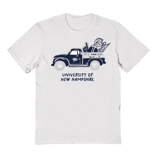 New Hampshire Wildcats UNH Hand Sketched Vive La Fete Impressions Truck White T-shirt for Women