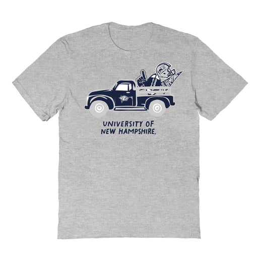 New Hampshire Wildcats UNH Hand Sketched Vive La Fete Impressions Truck Grey T-shirt for Women