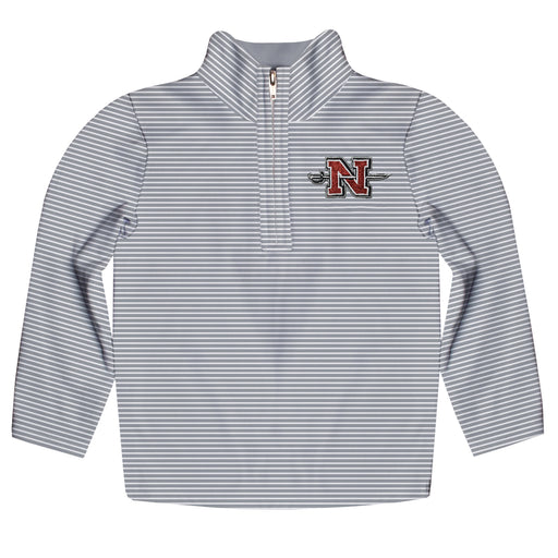 Nicholls State University Colones Embroidered Gray Stripes Quarter Zip Pullover