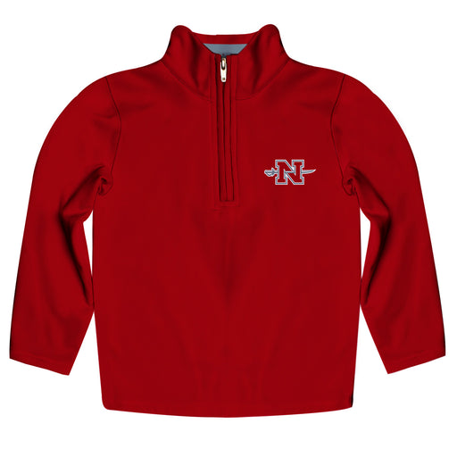 Nicholls State University Colones Vive La Fete Game Day Solid Red Quarter Zip Pullover Sleeves