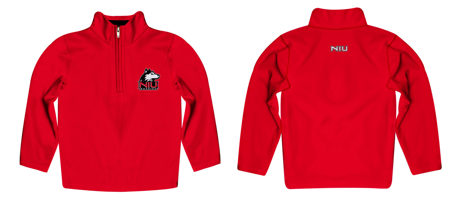 Northern Illinois Huskies Vive La Fete Logo and Mascot Name Womens Red Quarter Zip Pullover - Vive La Fête - Online Apparel Store