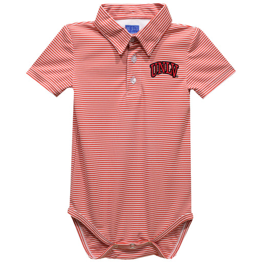 University Of Nevada In Las Vegas Embroidered Cardinal Red Stripe Knit Boys Polo Bodysuit