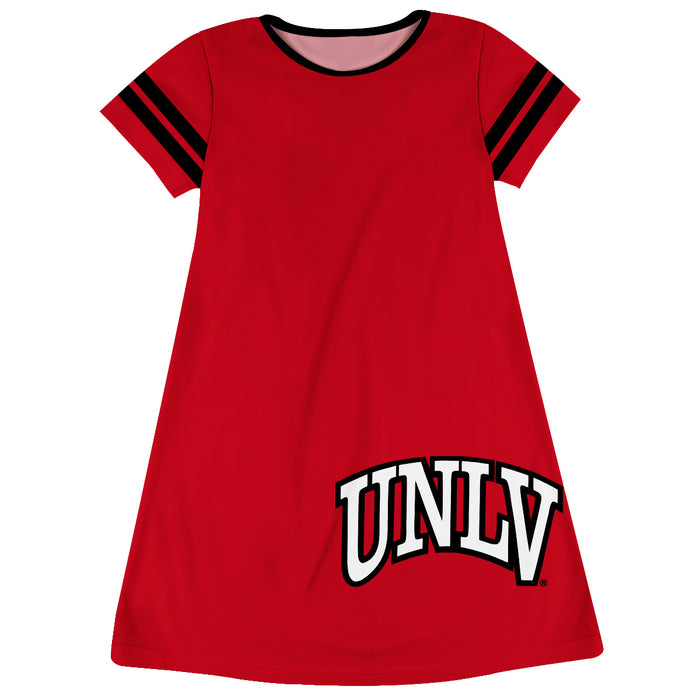UNLV Rebels Vive La Fete Girls Game Day Short Sleeve Red A-Line Dress with large Logo