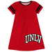 UNLV Rebels Vive La Fete Girls Game Day Short Sleeve Red A-Line Dress with large Logo