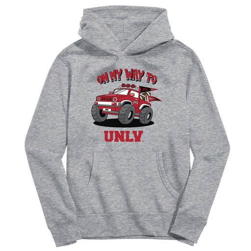 UNLV Rebels On My Way Monster Truck Heather Grey Cotton Youth Hoodie