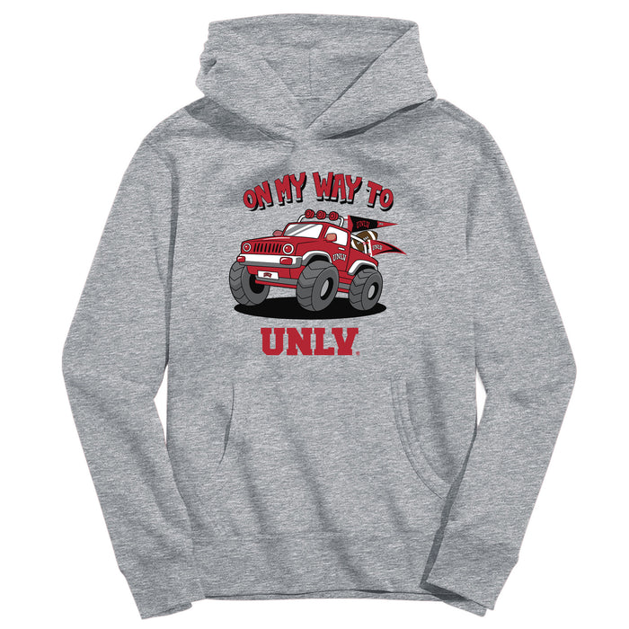 UNLV Rebels On My Way Monster Truck Heather Grey Cotton Youth Hoodie