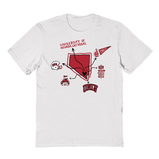 UNLV Rebels Hand Sketched Vive La Fete Impressions Icones Kids White T-shirt