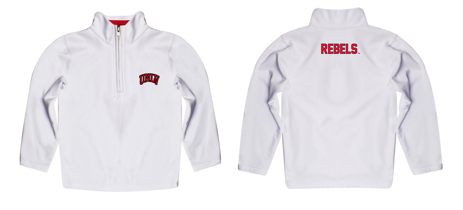 UNLV Rebels Vive La Fete Logo and Mascot Name Womens White Quarter Zip Pullover - Vive La Fête - Online Apparel Store