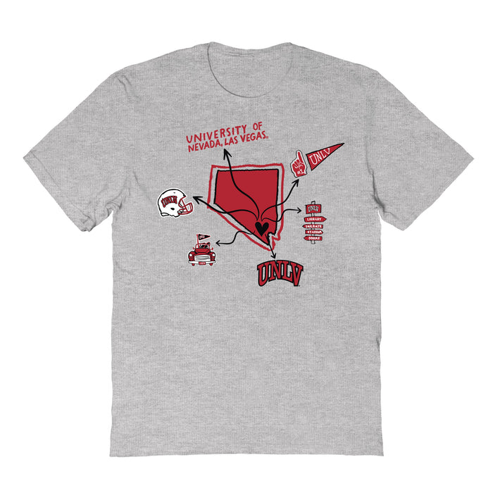 UNLV Rebels Hand Sketched Vive La Fete Impressions Icones Grey T-shirt for Women