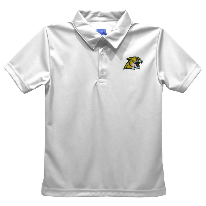 NMU Northern Michigan Wildcats Embroidered White Short Sleeve Polo Box Shirt