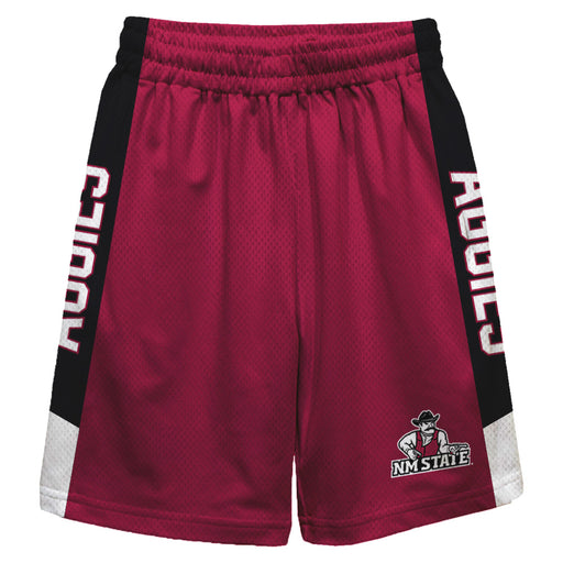 New Mexico State Aggies Vive La Fete Game Day Maroon Stripes Boys Solid Black Athletic Mesh Short