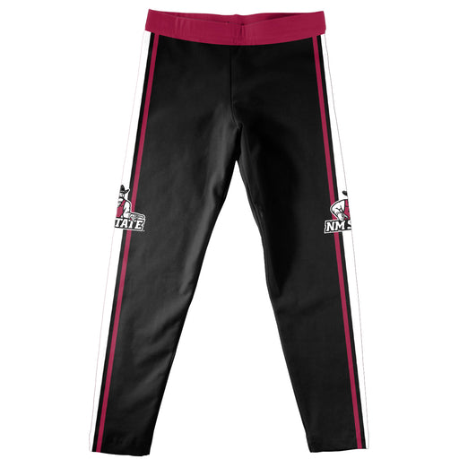 New Mexico State University Aggies, NMSU Aggies Vive La Fete Girls Game Day Black with Crimson Stripes Leggings Tights