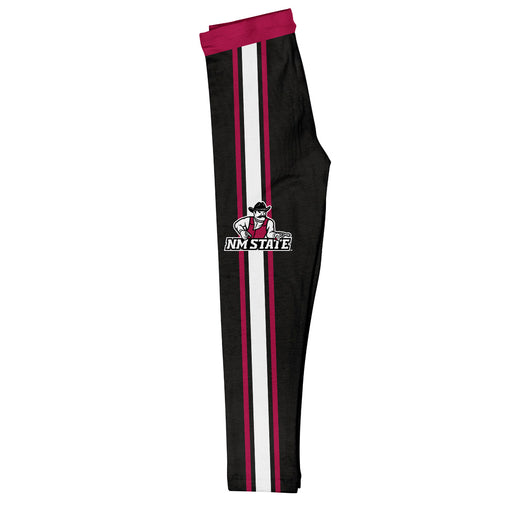 New Mexico State University Aggies, NMSU Aggies Vive La Fete Girls Game Day Black with Crimson Stripes Leggings Tights - Vive La Fête - Online Apparel Store