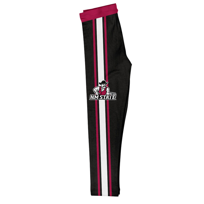 New Mexico State University Aggies, NMSU Aggies Vive La Fete Girls Game Day Black with Crimson Stripes Leggings Tights - Vive La Fête - Online Apparel Store