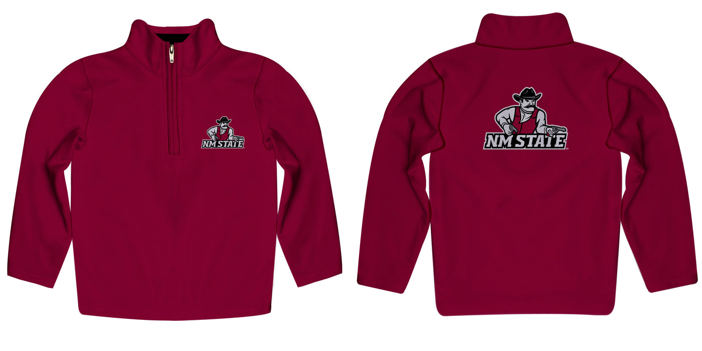 New Mexico State University Aggies, NMSU Aggies Vive La Fete Game Day Solid Crimson Quarter Zip Pullover Sleeves - Vive La Fête - Online Apparel Store