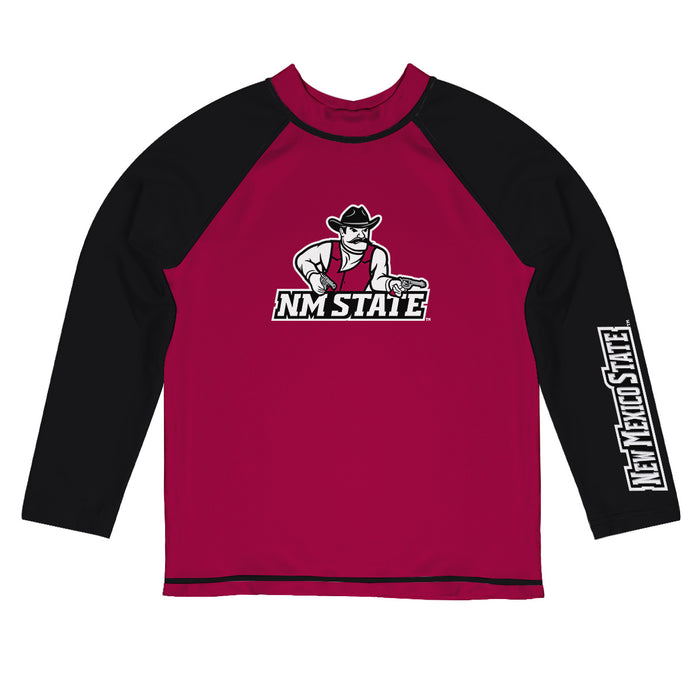 New Mexico State University Aggies Vive La Fete Logo Crimson Long Sleeve Raglan Rashguard