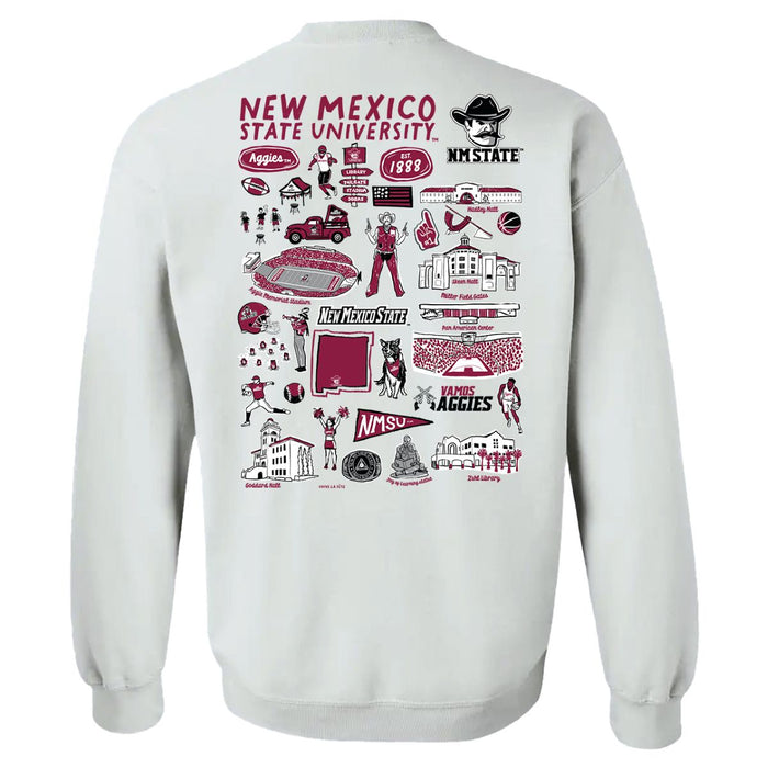 New Mexico State University Aggies Hand Sketched Artwork Maroon Crewneck Sweatshirt for Women - Vive La Fête - Online Apparel Store