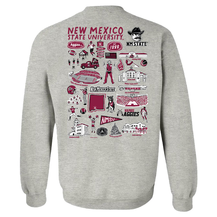 New Mexico State University Aggies Hand Sketched Artwork Maroon Crewneck Sweatshirt for Women - Vive La Fête - Online Apparel Store