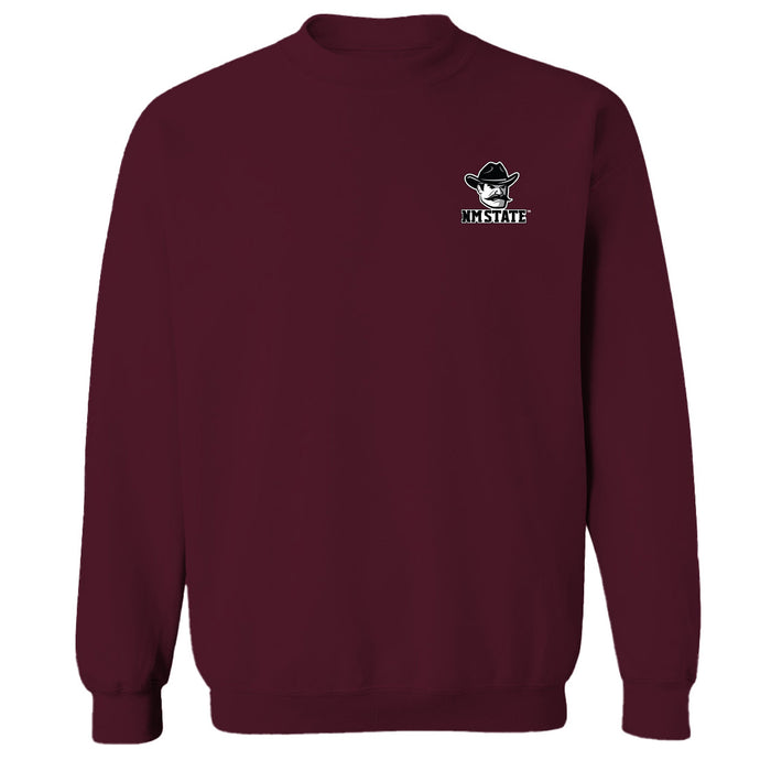 New Mexico State University Aggies Hand Sketched Vive La Fete Impressions Artwork Maroon Crew Neck Sweatshirt for Women