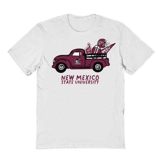 New Mexico State Aggies Hand Sketched Vive La Fete Impressions Truck White T-shirt for Women