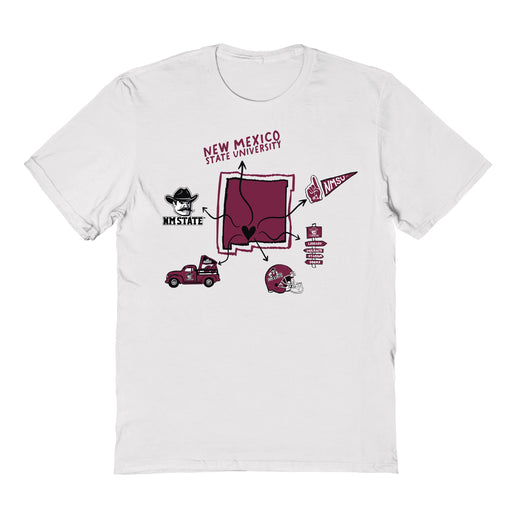 New Mexico State Aggies Hand Sketched Vive La Fete Impressions Icones White T-shirt for Women