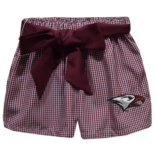 North Carolina Central Eagles Embroidered Maroon Gingham Girls Short with Sash