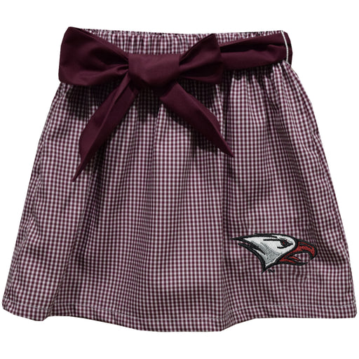North Carolina Central Eagles Embroidered Maroon Gingham Girls Skirt With Sash