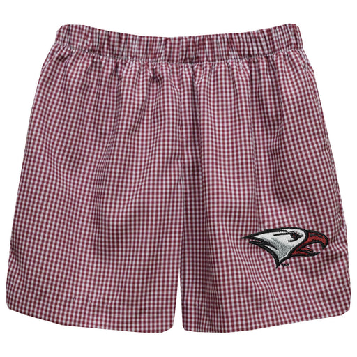 North Carolina Central Eagles Embroidered Maroon Gingham Pull On Short
