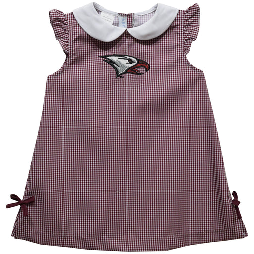 North Carolina Central Eagles Embroidered Maroon Gingham A Line Dress