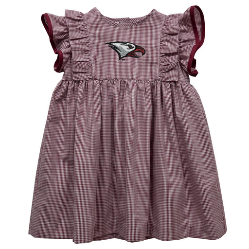North Carolina Central Eagles Embroidered Maroon Gingham Ruffle Dress