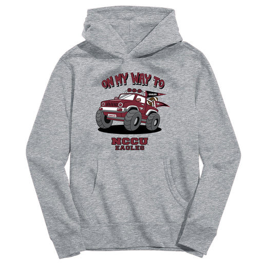 North Carolina Central Eagles On My Way Monster Truck Heather Grey Cotton Youth Hoodie