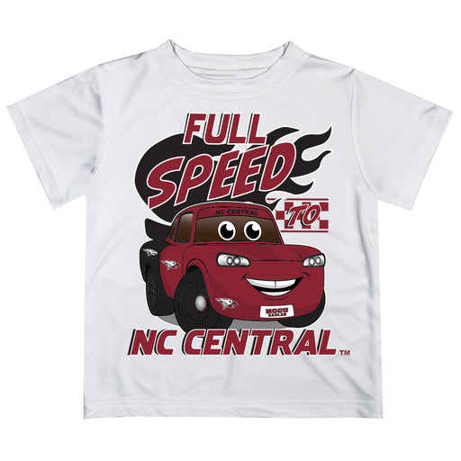 North Carolina Central Eagles Vive La Fete Toy Racing Car Boys Game Day White Short Sleeve Tee