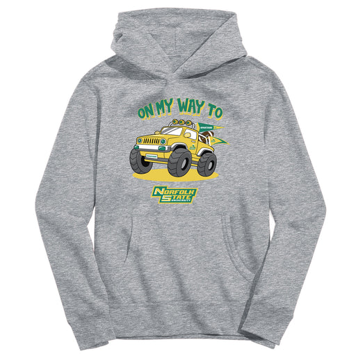 Norfolk State Spartans On My Way Monster Truck Heather Grey Cotton Youth Hoodie