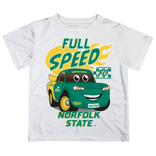 Norfolk State Spartans Vive La Fete Toy Racing Car Boys Game Day White Short Sleeve Tee