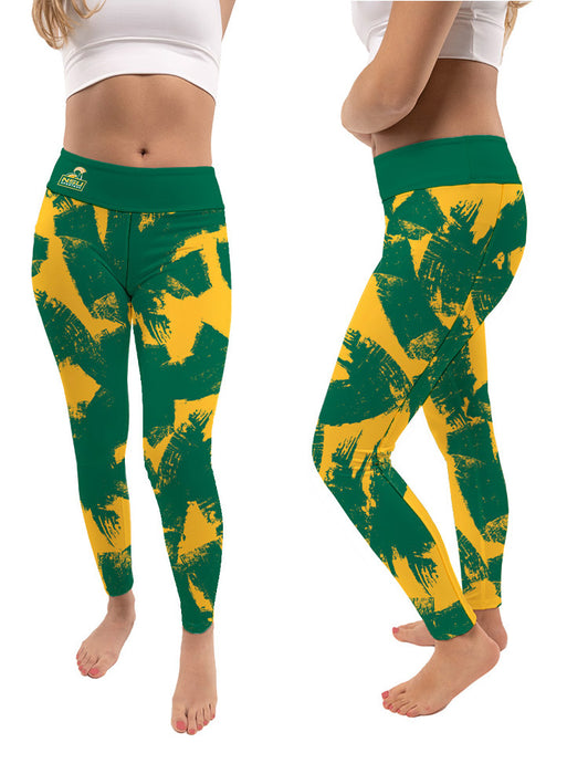Norfolk State Spartans Vive La Fete Paint Brush Logo on Waist Women Green Yoga Leggings - Vive La Fête - Online Apparel Store