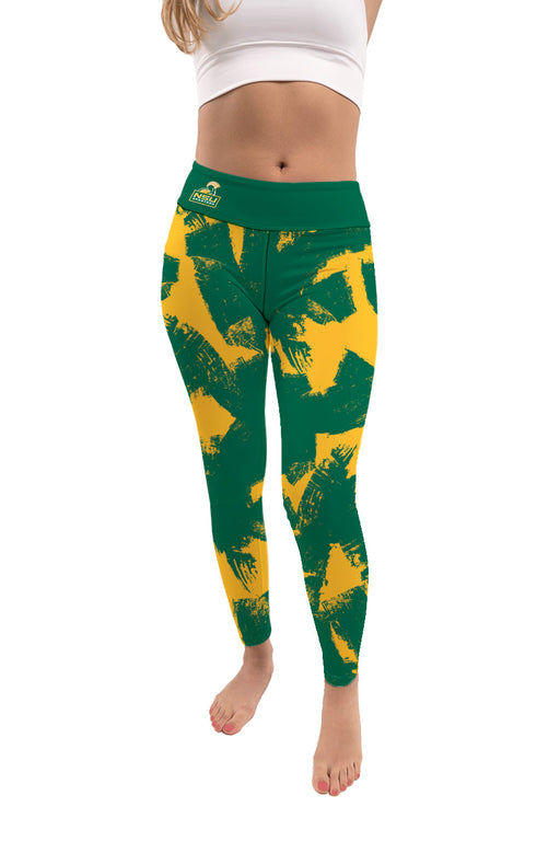 Norfolk State Spartans Vive La Fete Paint Brush Logo on Waist Women Green Yoga Leggings