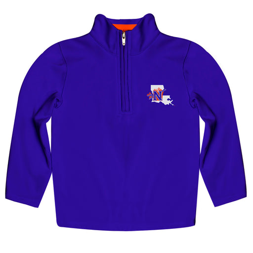 Northwestern State Demons Vive La Fete Game Day Solid Purple Quarter Zip Pullover Sleeves