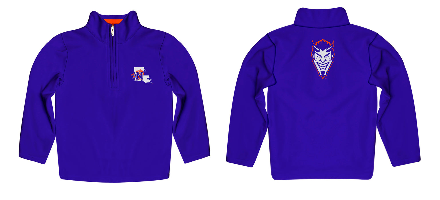Northwestern State Demons Vive La Fete Game Day Solid Purple Quarter Zip Pullover Sleeves - Vive La Fête - Online Apparel Store