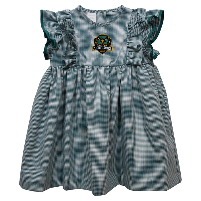 Northern Virginia Night Hawks NOVA Embroidered Hunter Green Gingham Ruffle Dress