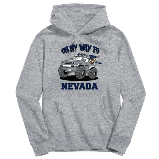 University of Nevada Reno Wolfpack On My Way Monster Truck Heather Grey Cotton Youth Hoodie