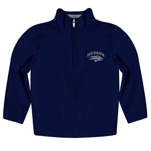 University of Nevada Reno Wolfpack Vive La Fete Game Day Solid Navy Quarter Zip Pullover Sleeves
