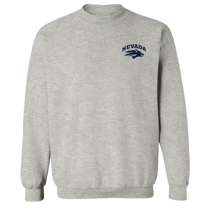 University of Nevada Reno Wolfpack Hand Sketched Vive La Fete Impressions Artwork Gray Crew Neck Sweatshirt for Women